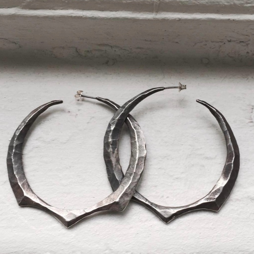 MARY GALLAGHER silver lamina hoops